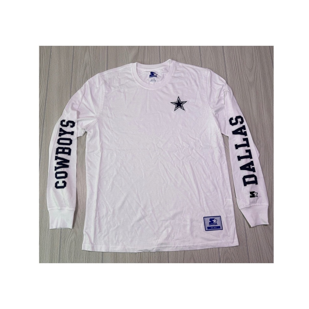 Starter Dallas Cowboys Mens White Long Sleeve Graphic T-Shirt L G-III NFL Star